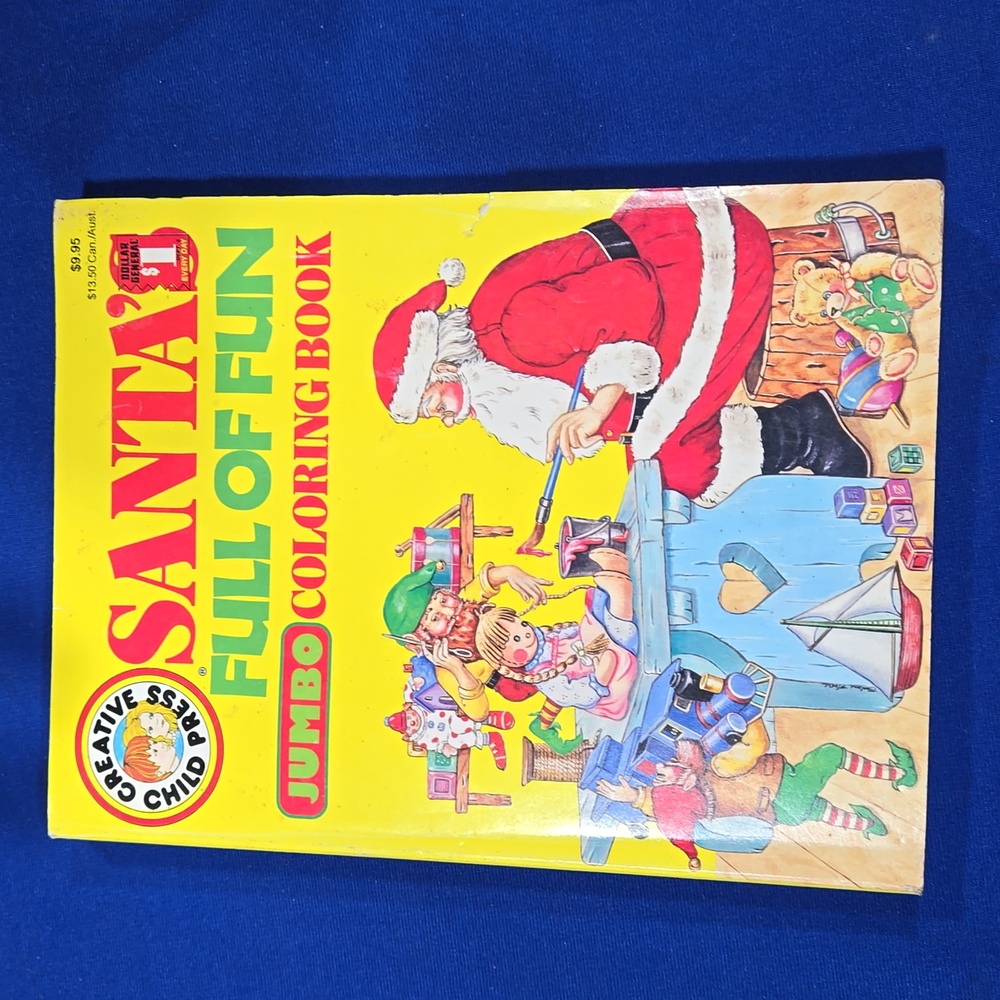 Vtg 1990 Santa's Full of Fun Jumbo Coloring activity book unused